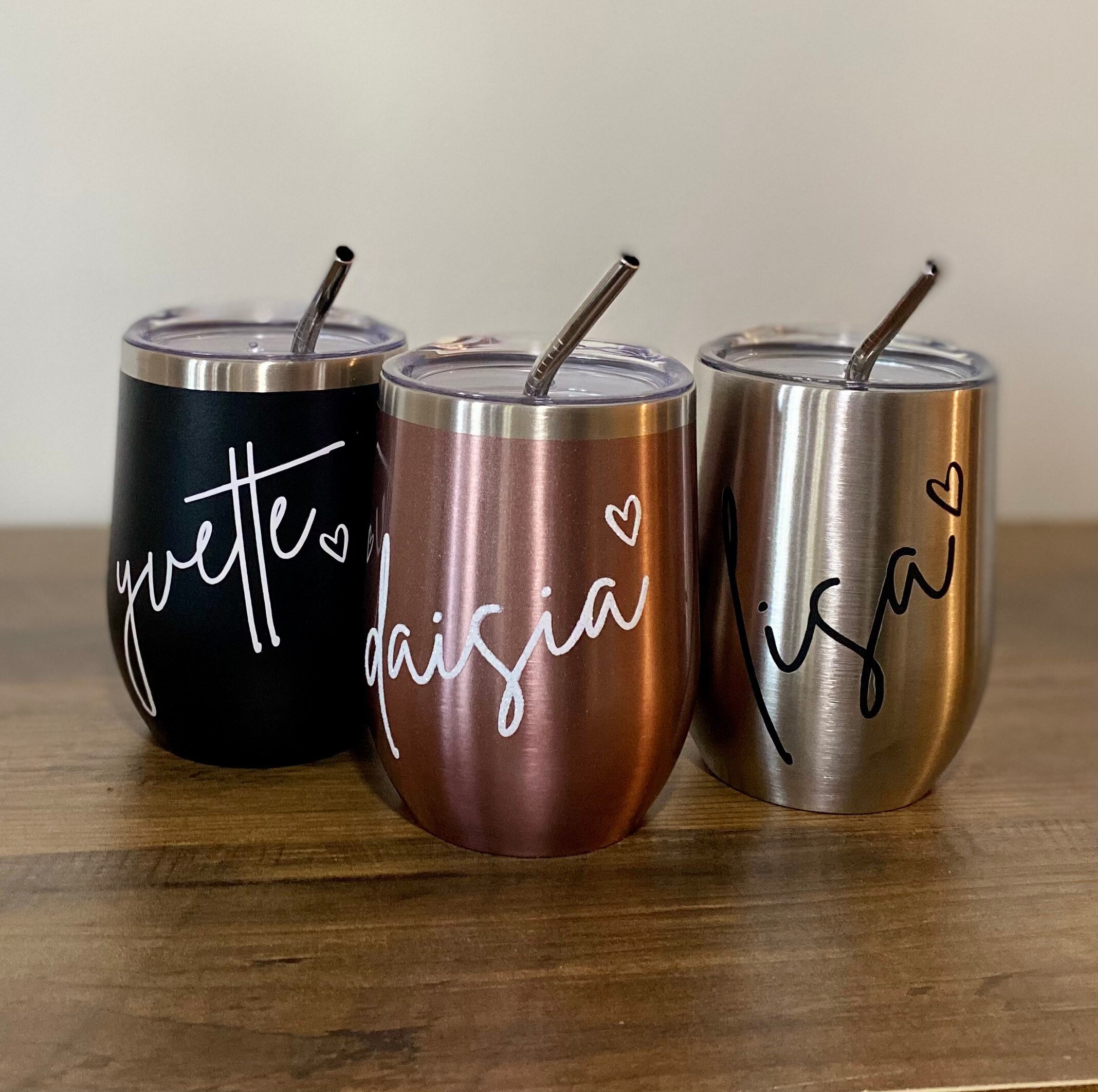 Personalisierter Edelstahl Wein tumbler mit Stroh Etsy