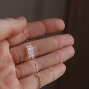 Dainty rainbow moonstone necklace (gold filled/silver)