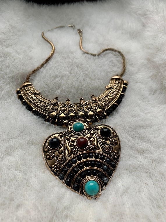 Egyptian gold talisman necklace