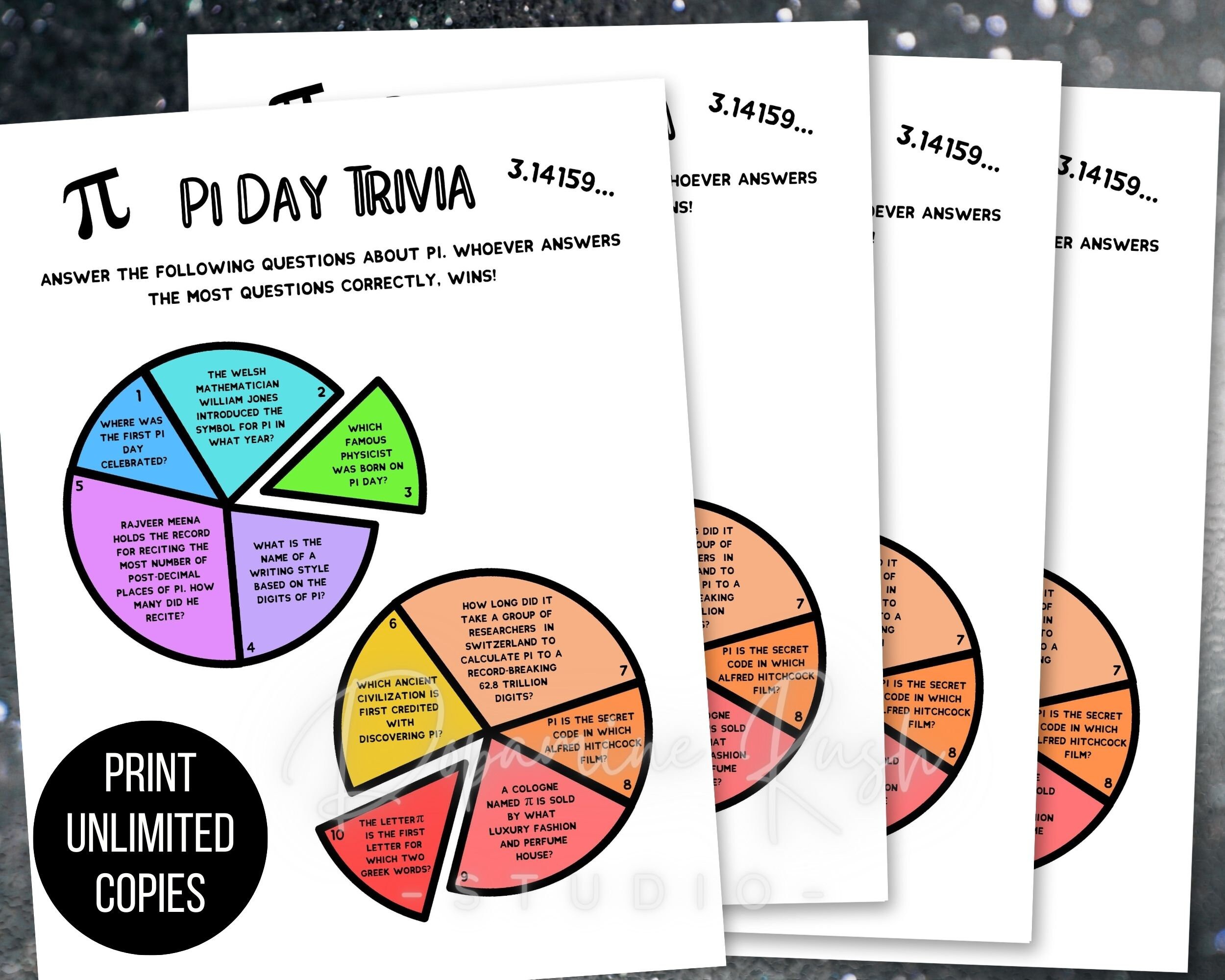 Pi Day Trivia, Printable Pi Day Games, Math Games, March 14th Pi Day ...