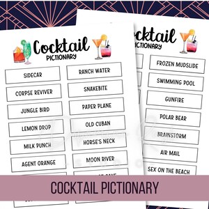 Printable Cocktail Pictionary, Alcohol drawing game, Adult games, Alcohol games, Cocktail names, Digital Download