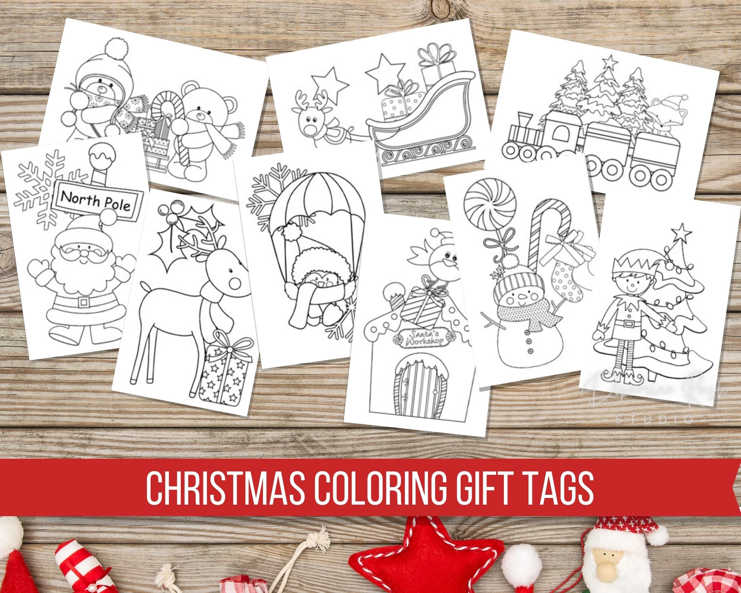 Printable Christmas Coloring Gift Tags Printable Christmas | Etsy