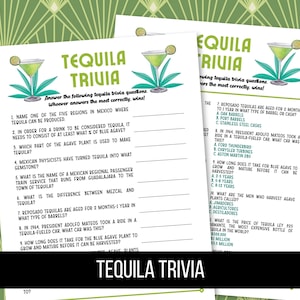 Printable Tequila Trivia, Cinco de Mayo Games, Adult Trivia Games, Bar, Tequila Tasting Party Games, Adult Party Games, Digital Download