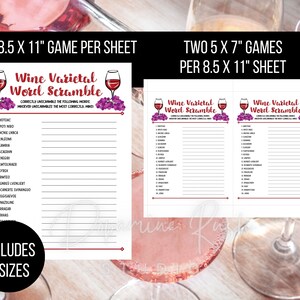 Printable Wine Varietal Word Scramble, Wine Party Games, Printable Wine ...