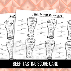 Druckbare Bierverkostung Score Card, Bier Score Card für 6+ Biere, Bierverkostungsparty, Bier Bewertung Blatt, digitaler Download