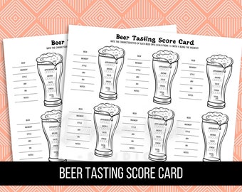 Printable Beer Tasting Score Card, Beer Score Card for 6+ beers, Beer Tasting Party, Beer Rating Sheet, Digital Download