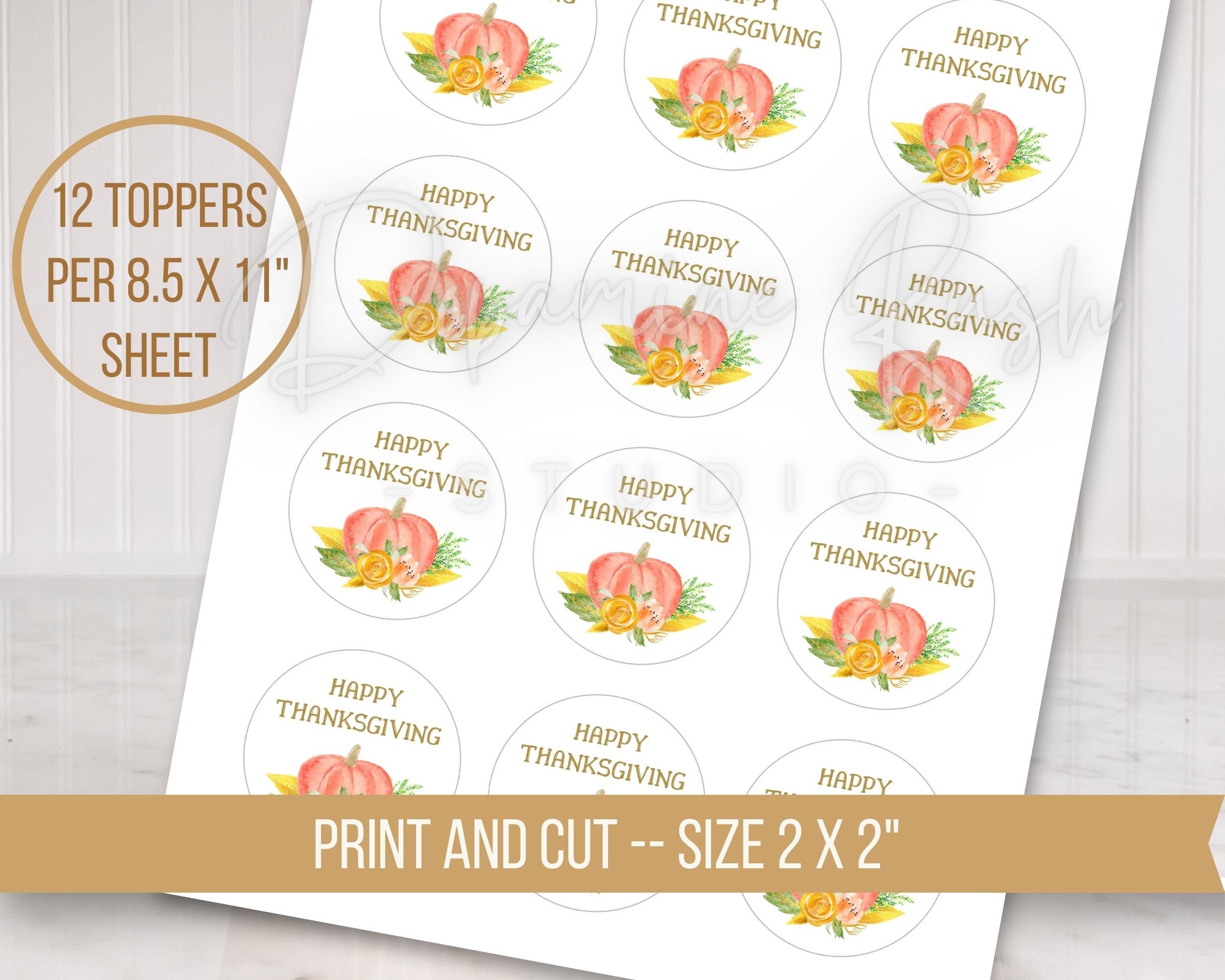 Printable Thanksgiving Cupcake Toppers, Happy Thanksgiving Cookie Tags ...