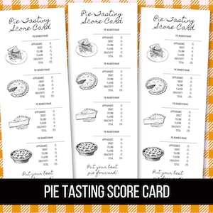 Printable Pie Tasting 4.25 x 11” Score Card for 4+ pies, Pie Baking Score Card, Pie Tasting Party, Pie Rating Sheet, Digital Download