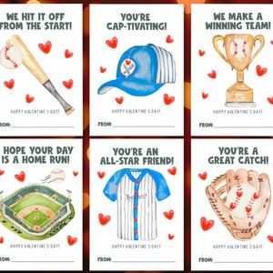 Tarjetas de San Valentín de béisbol imprimibles de 2,75 x 3,75", San Valentín en el aula de béisbol, Tarjetas de San Valentín para niños, Descarga digital
