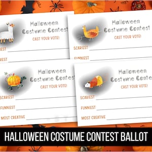 Printable Halloween Costume Contest 3.5 x 2.5” Voting Ballot, Halloween Party Ballots, Halloween Costume Competition, Digital Download