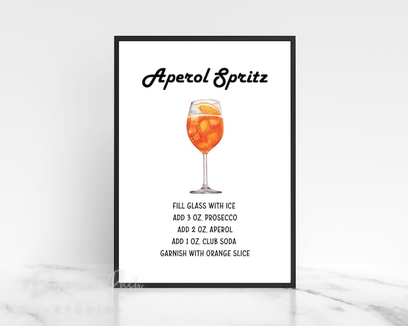 Printable Self-serve Aperol Spritz 8x10 Sign, Aperol Spritz Drink ...