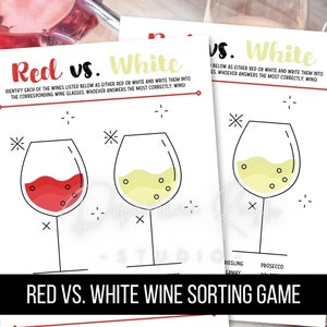 Printable Red vs. White Wine Sorting game, Wine Party Games, Adult Party Games, Wine Tasting Event, Girls&#39; Night In Games, Digital Download