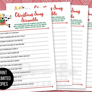 Printable Christmas Song Scramble Game, Unscramble the Christmas ...