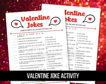 Printable Valentine Jokes, Kids Valentine Activity, Valentine Classroom Activity, Kid Valentine Jokes, Printable Games, Digital Download