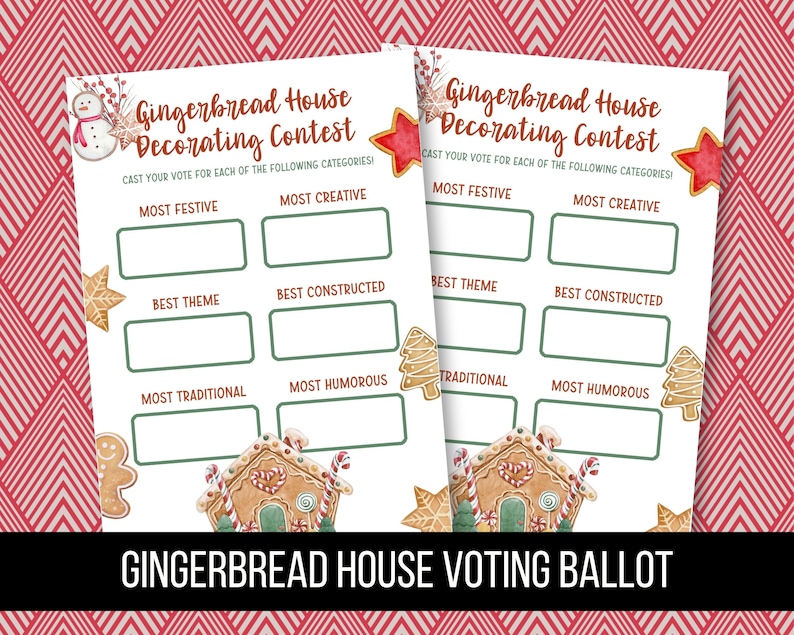Printable Gingerbread House Decorating Contest Voting Ballot - Etsy