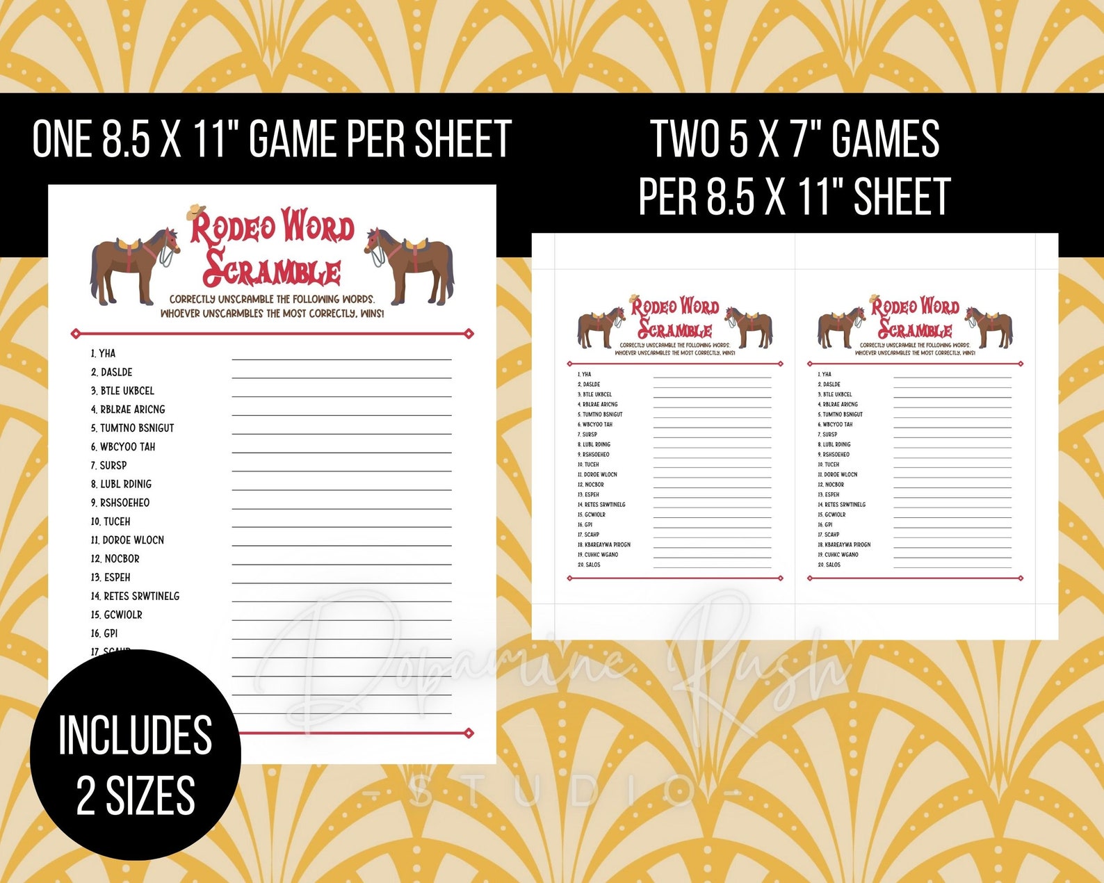 Printable Rodeo Word Scramble, Western-theme Party Games, Kids Rodeo ...