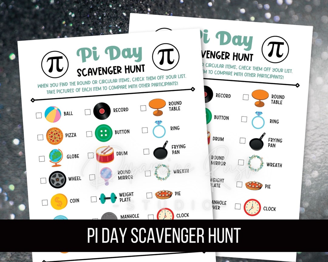 Printable Pi Day Scavenger Hunt, Printable Pi Day Games,, March 14th Pi