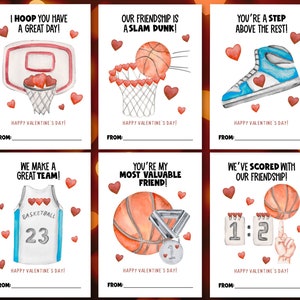 Druckbare Basketball Valentine 2,75 x 3,75 "Karten, Basketball Klassenzimmer Valentines, Kinder Valentines, Sport Valentines, digitaler Download