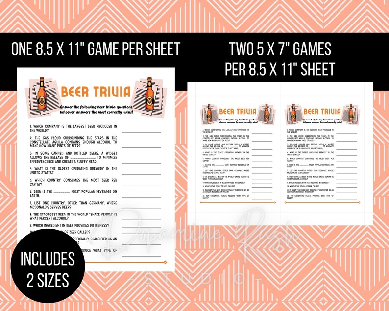 Printable Beer Trivia, Beer Games, Downloadable Beer Games, Bar Trivia