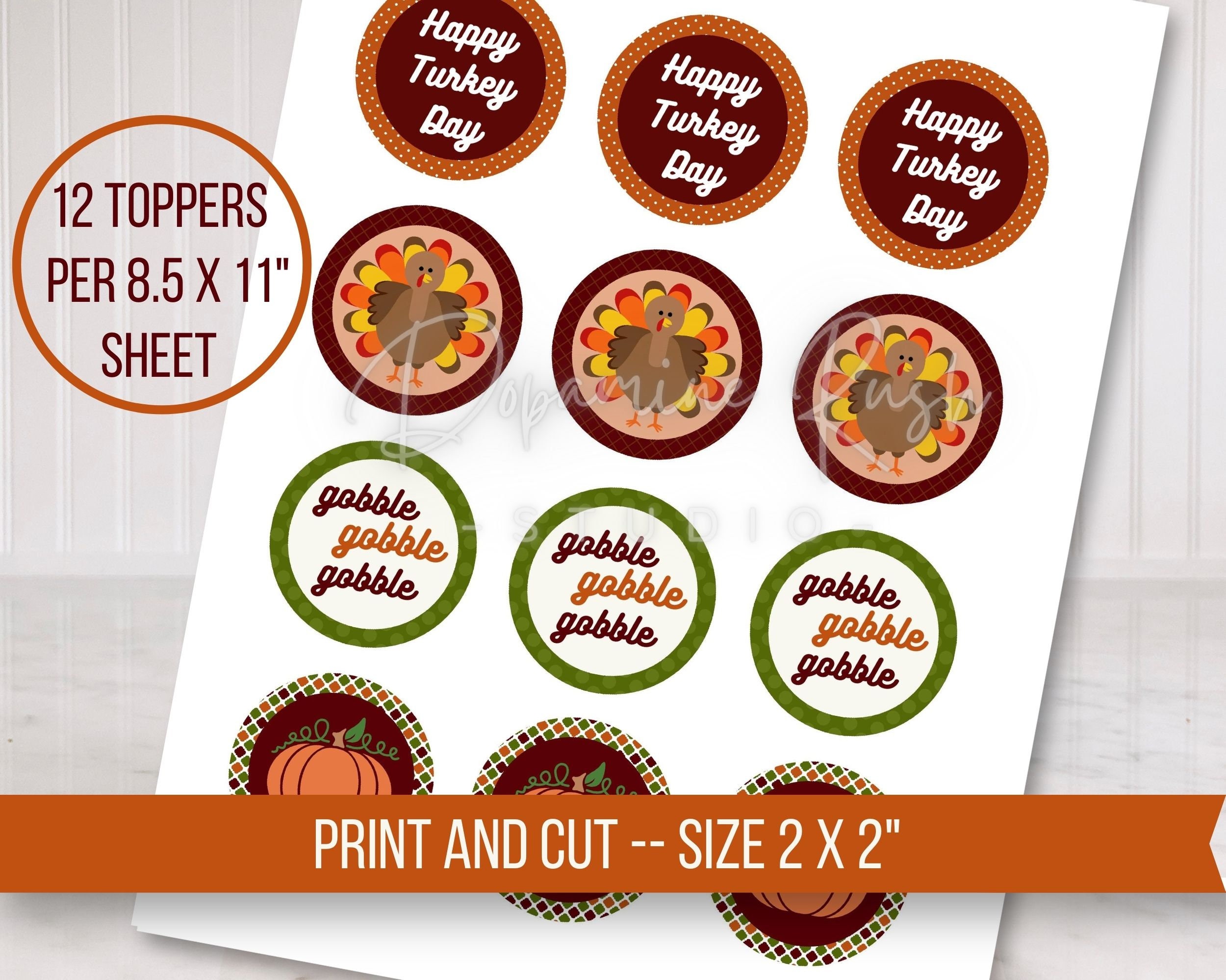 Printable Thanksgiving Cupcake Toppers, Thanksgiving Cupcake Toppers ...