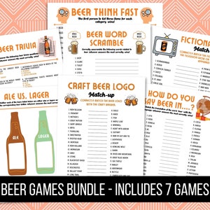 Printable Beer Bundle, Beer and Brewery Games, Downloadable Beer Games, Bar trivia, Party Games, Digital Download