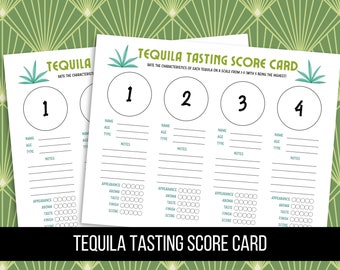 Printable Tequila Tasting Score Card for 4 tequilas, Tequila Tasting Party, Tequila Rating Sheet, Tequila Tasting Mat, Digital Download