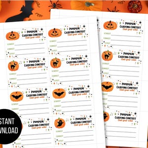 Printable Pumpkin Carving Contest Voting Ballot 3.5 X 2.5”, Halloween ...