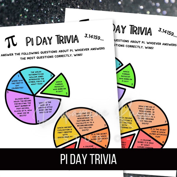 Pi Day Trivia, Printable Pi Day Games, Math Games, March 14th Pi Day, Printable Trivia Games, Digital Download