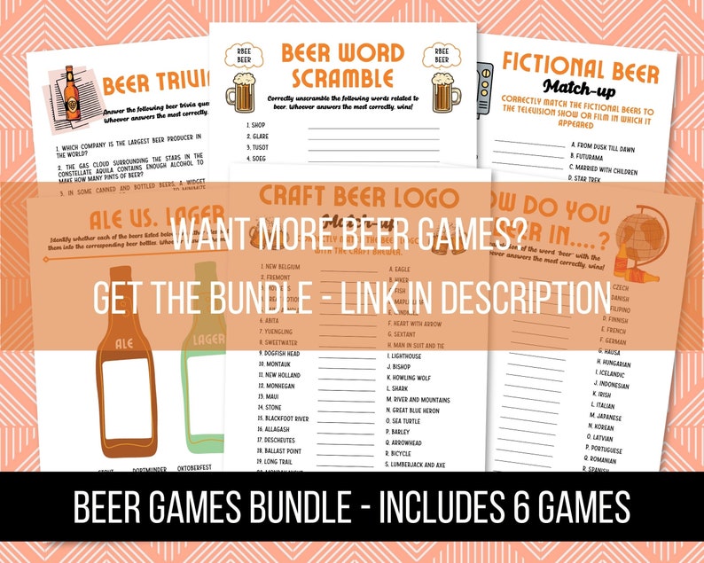 Printable Beer Trivia Beer Games Downloadable Beer Games Etsy