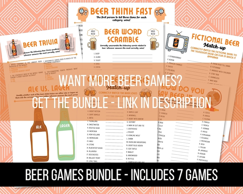 Printable Beer Trivia, Beer Games, Downloadable Beer Games, Bar Trivia ...