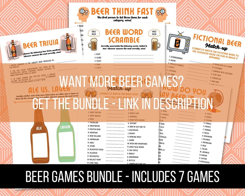 Printable Beer Trivia Beer Games Downloadable Beer Games Etsy