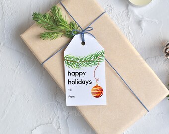 Druckbare Frohe Feiertage Geschenkanhänger, druckbare Weihnachtsgeschenkanhänger, druckbare Urlaub Favor Tags, Weihnachtsplätzchen Tags, digitaler Download