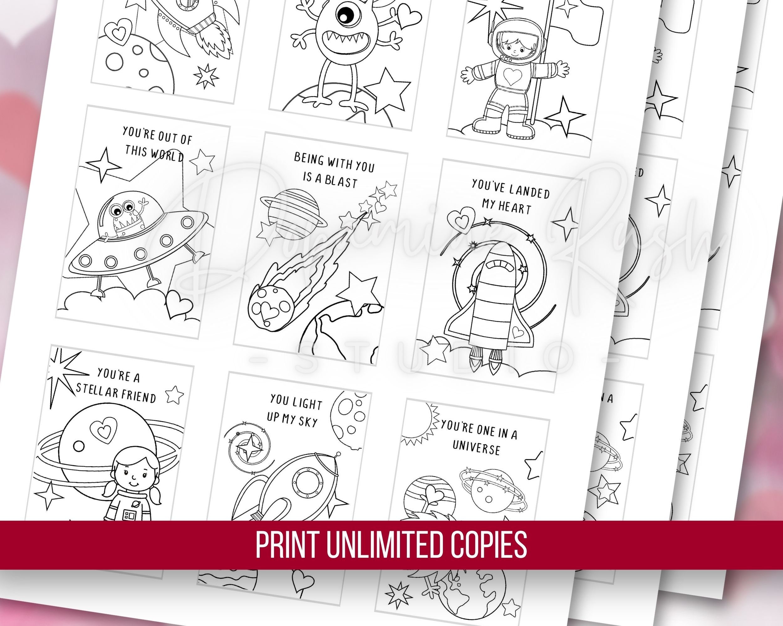 Printable Valentine’s Day Coloring Cards, Classroom Valentines ...