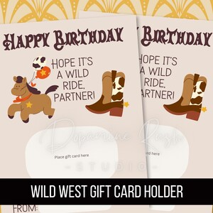 Printable Wild West 5 x7” Gift Card Holder, Wild West and Rodeo Birthday Gifts, Cowboy Birthday Party Gift Card Holder, Digital Download