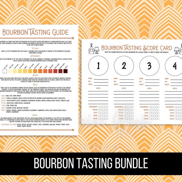 Printable Bourbon Tasting Bundle, Bourbon Tasting Party, Bourbon Tasting Kit, Bourbon Tasting Guide and Score Card, Digital Download