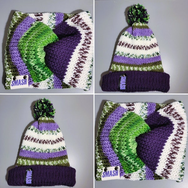 Hulk out Knit Beanie and Knit Headband Ear Warmer