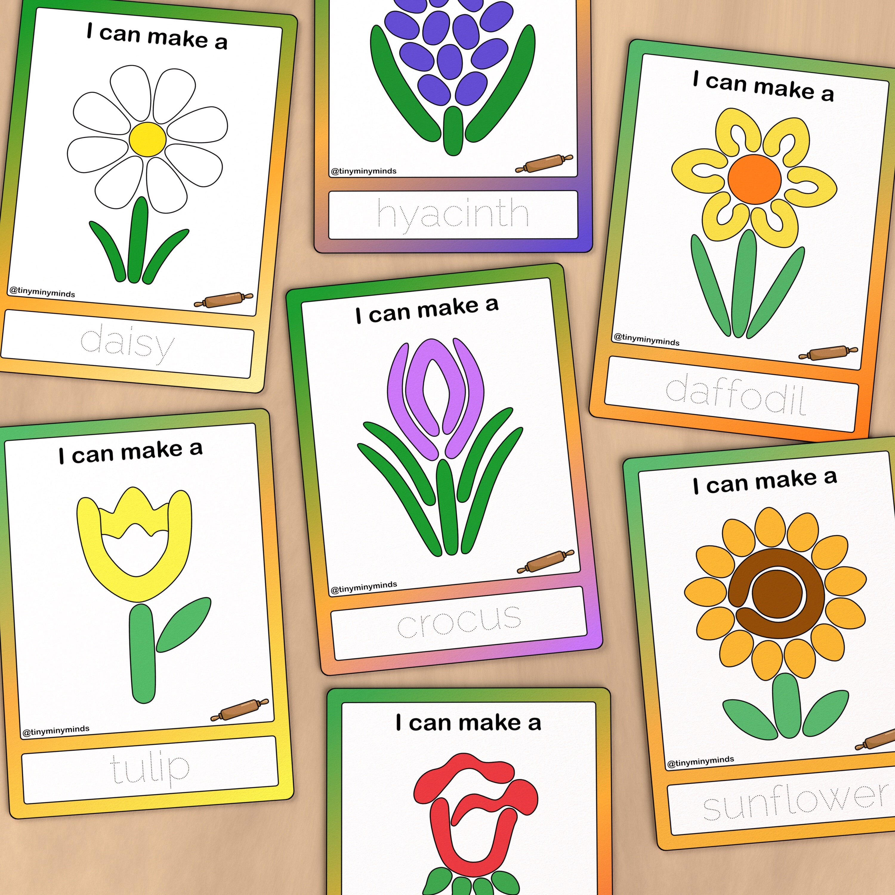 Garden Flowers Play Dough Mats, Printable Fun for Fine Motor Skills ...