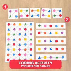 Pattern Copy & Coding Game: Preschool Learning Activity (PDF Download)