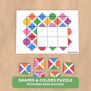Shapes and Colors Puzzle Pattern Activity: Preschool Homeschool Printable (PDF Download)