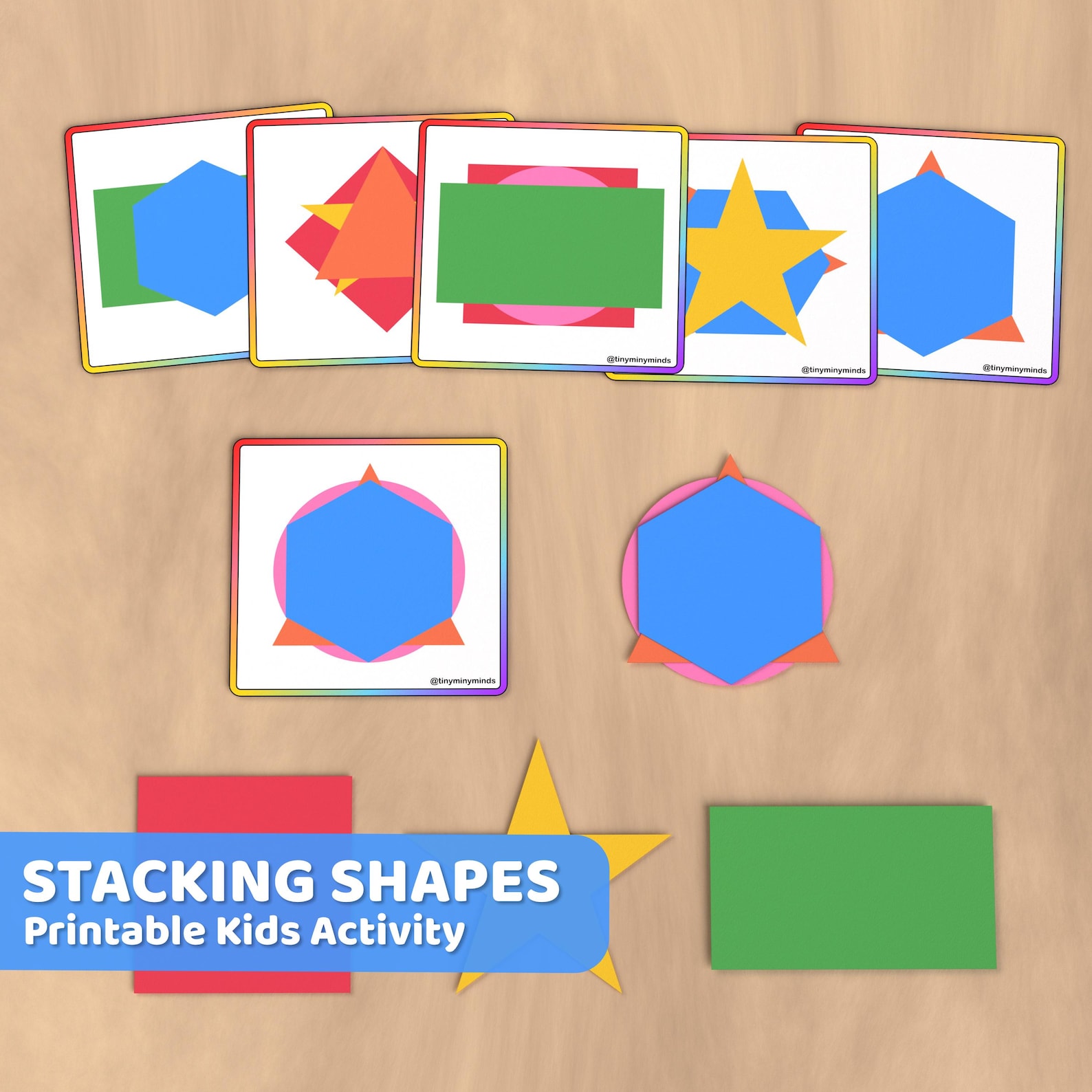 Stacking Shapes Activity: Printable Pattern Cards (PDF Download) - Etsy