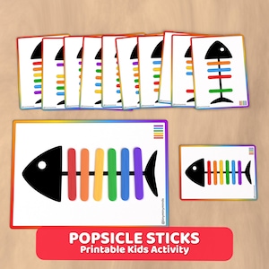 Popsicle Stick Color Sorting Cards: Preschool Fine Motor Skills (PDF Download)