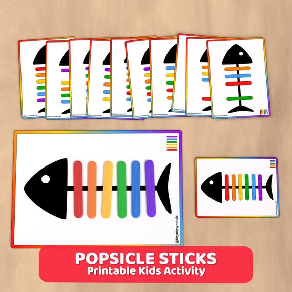 Popsicle Stick Color Sorting Cards: Preschool Fine Motor Skills (PDF Download)