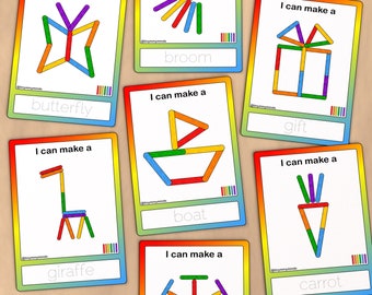 Cartes d'activités avec bâtons de popsicle, imprimables amusantes pour la motricité fine, activités préscolaires et apprentissage à la maison