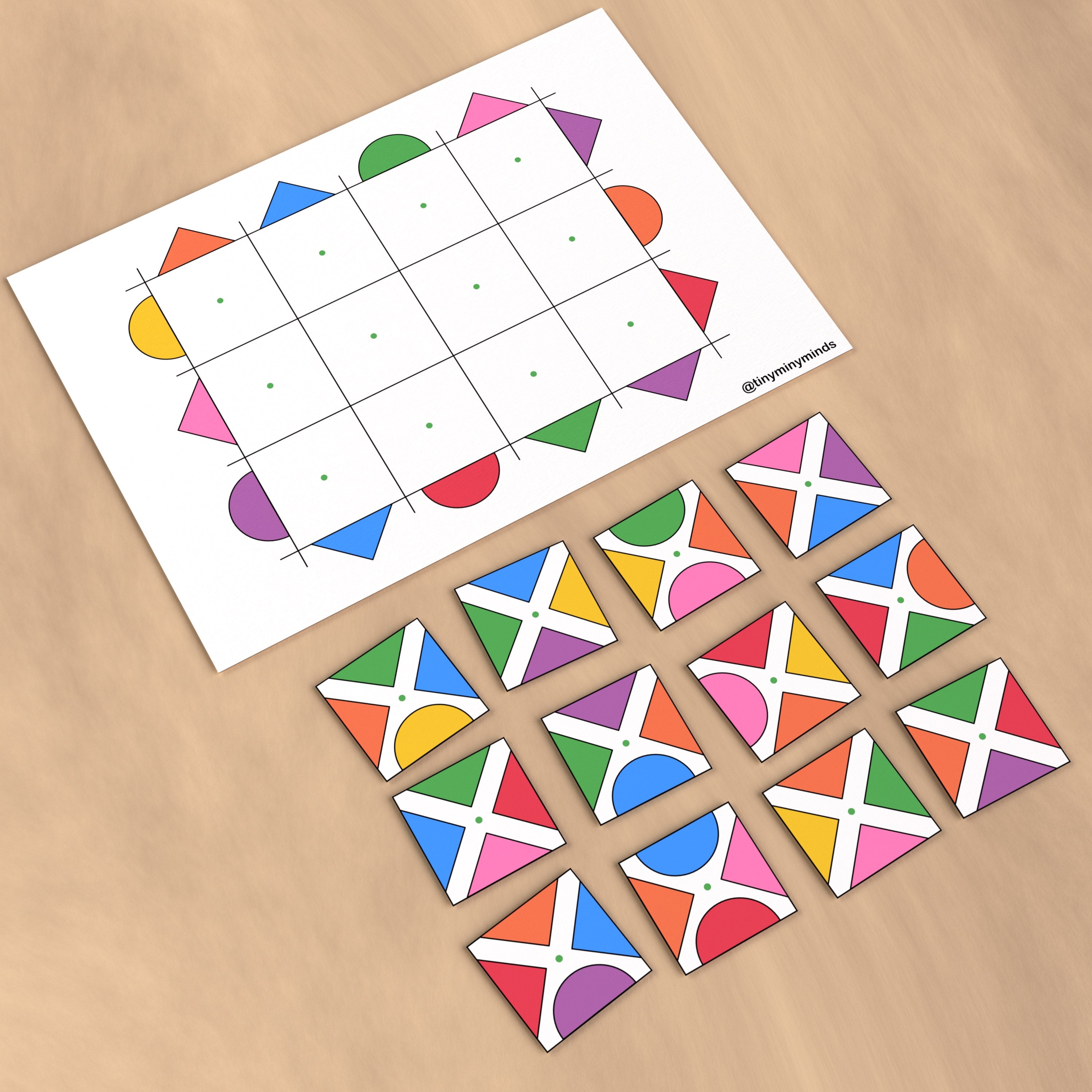 Shapes and Colors Puzzle Pattern Activity, Printable Fun for Fine Motor