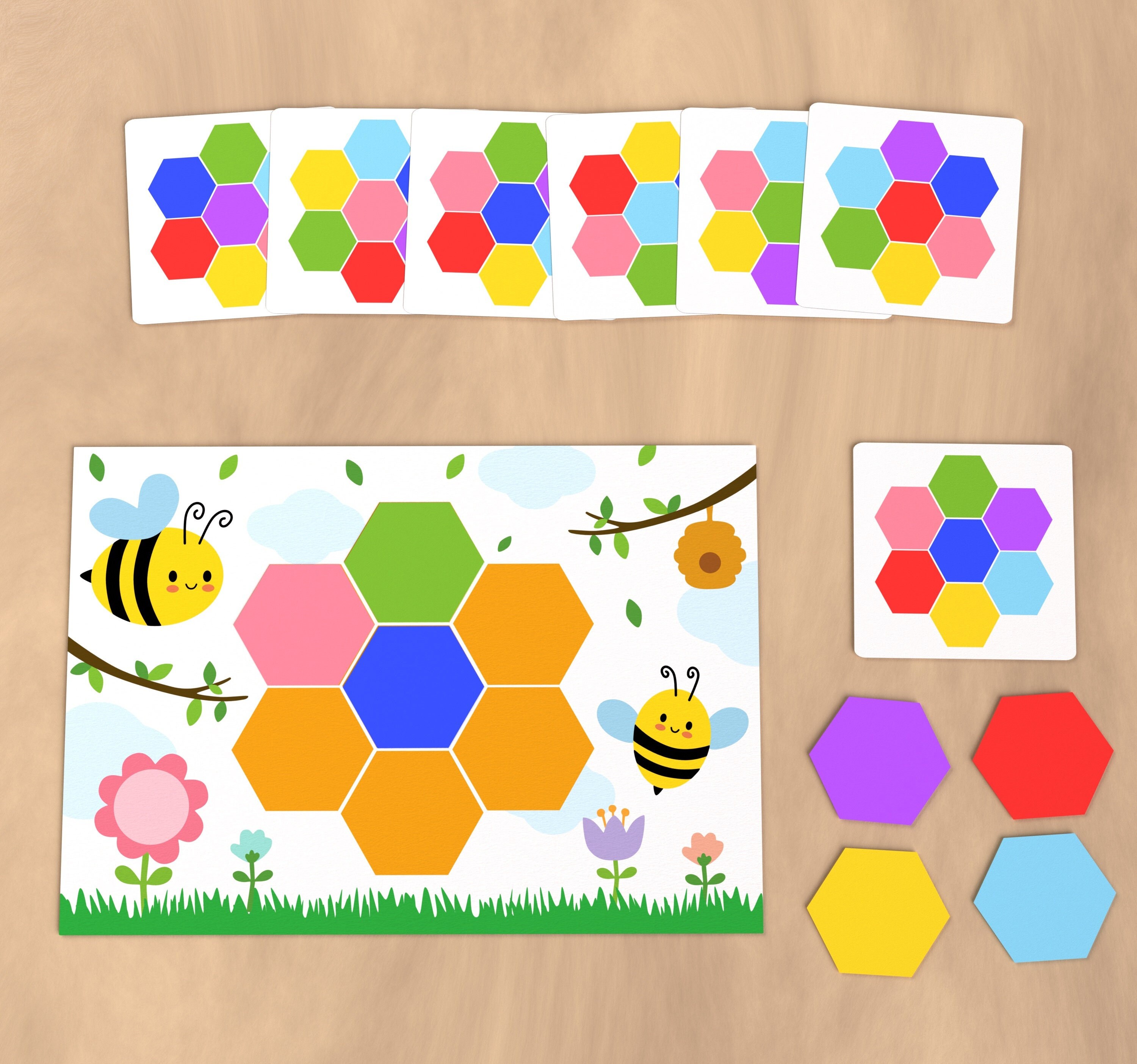 Bee Hive Pattern Activity, Printable Colors Pattern Activity Fun for ...