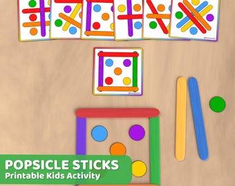 Popsicle Stick Color Sorting Cards: Fine Motor Skills Activity (Digital Download)
