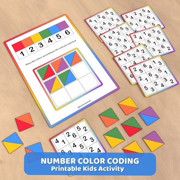 Zahlen-Farbcoding-Übung: Feinmotorik-Spiel (PDF Download)