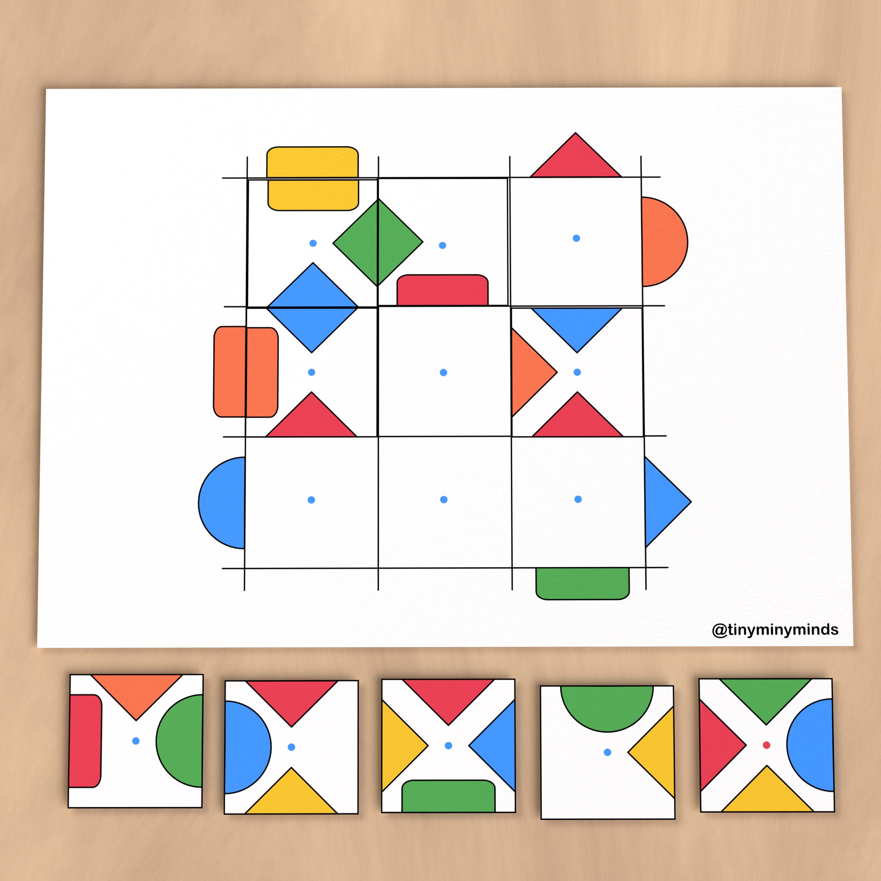 Shapes and Colors Puzzle Pattern Activity, Printable Fun for Fine Motor Skills, Preschool