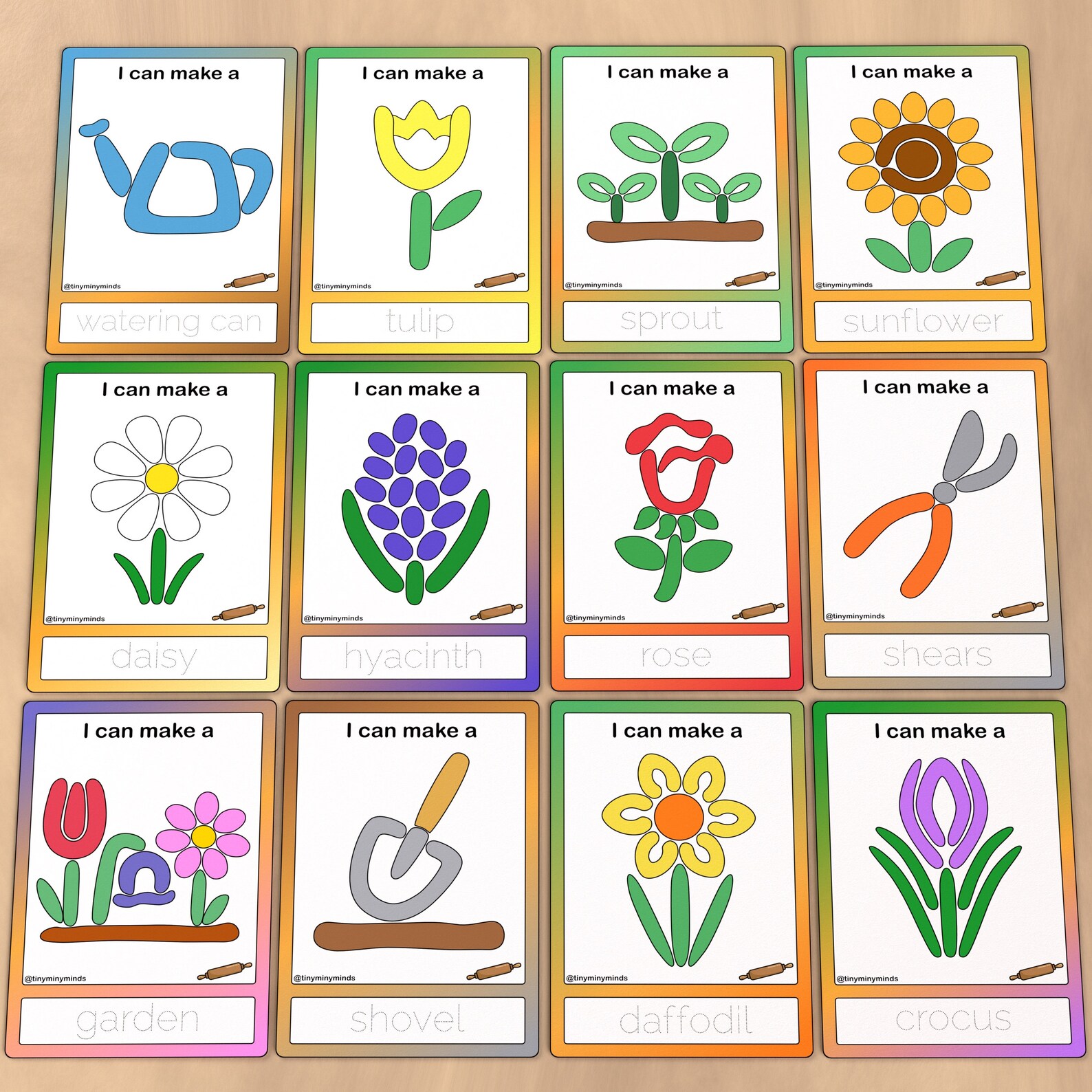 Garden Flowers Play Dough Mats, Printable Fun for Fine Motor Skills ...