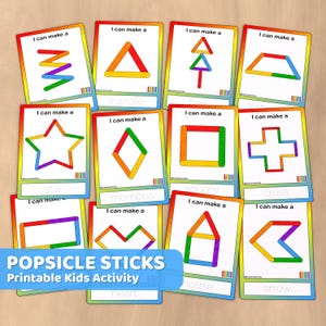 Cartes d'activités en forme de bâtons de popsicle, imprimables amusantes pour la motricité fine, les activités préscolaires et l'apprentissage à la maison
